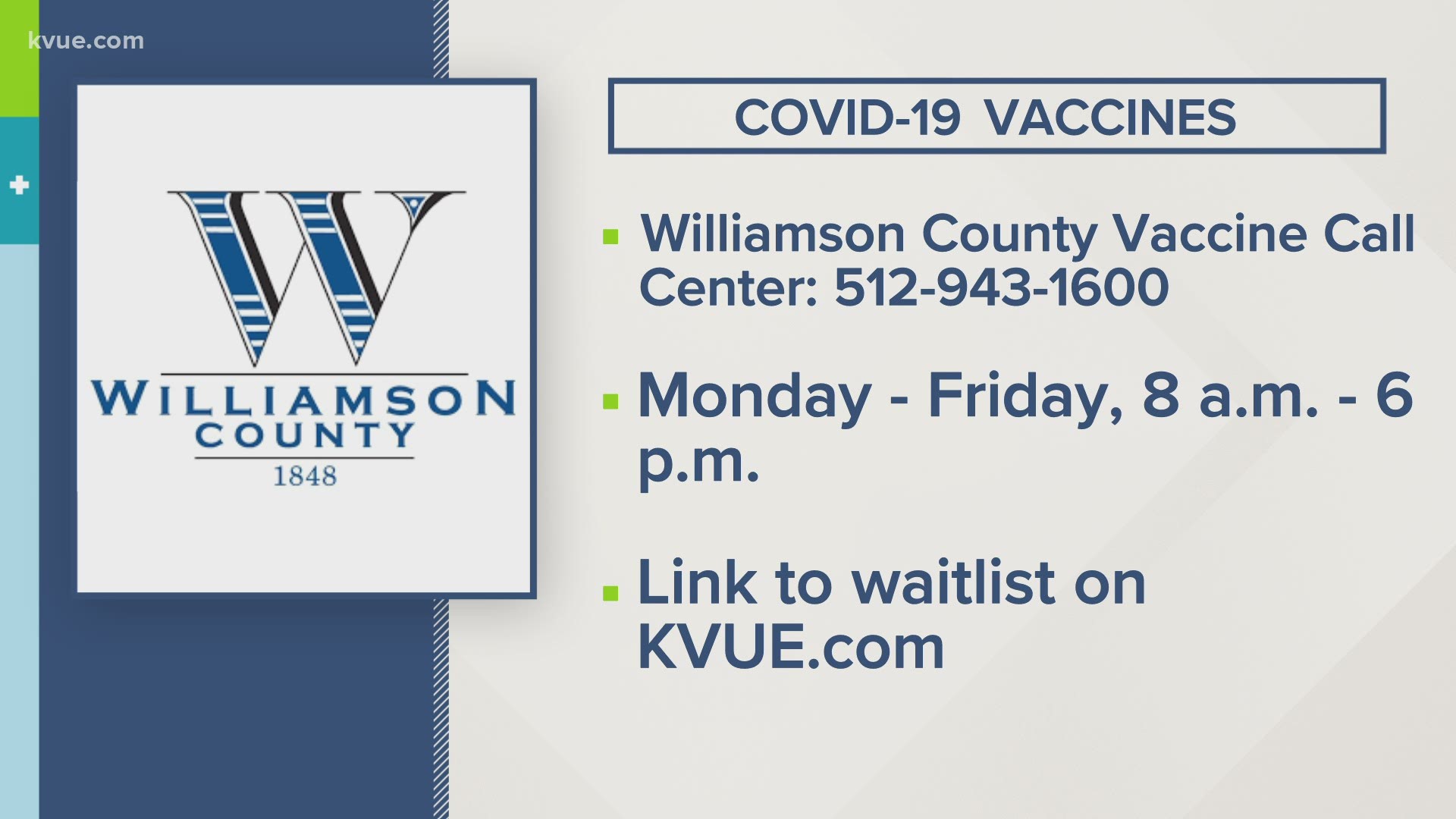 Williamson County will now handle the COVID-19 vaccine waitlist for all providers in the county.
