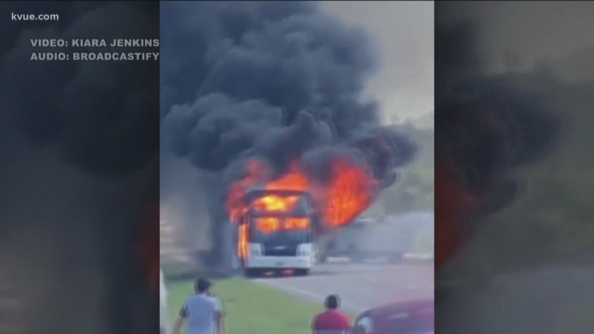 Six kids had to go to the hospital after the church bus they were on caught fire.