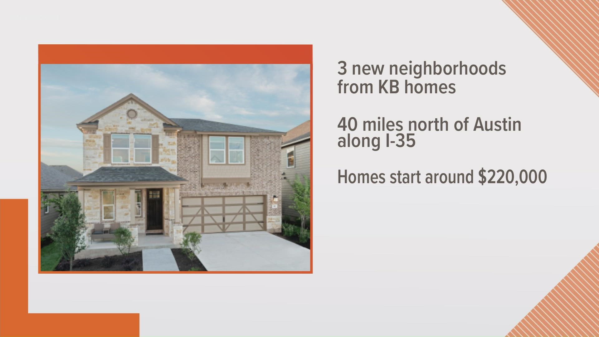 KB Home announced it will open three new communities in the Jarrell area.