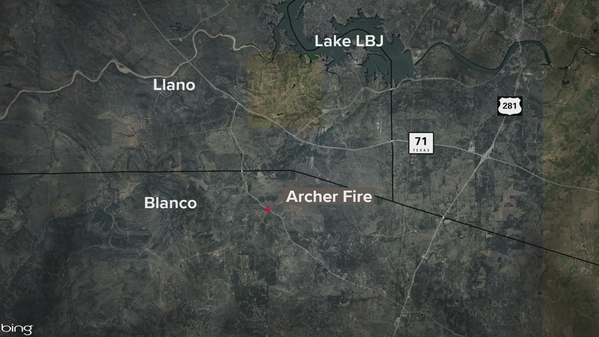 Officials say the fire has burned through more than 450 acres.