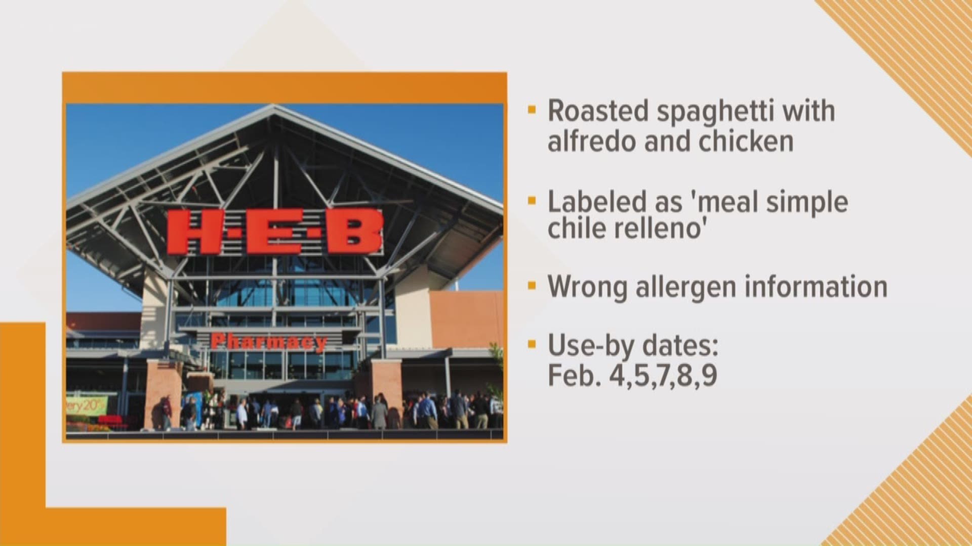 H-E-B is recalling over 2,000 pounds of chicken they mislabeled as "chile relleno."