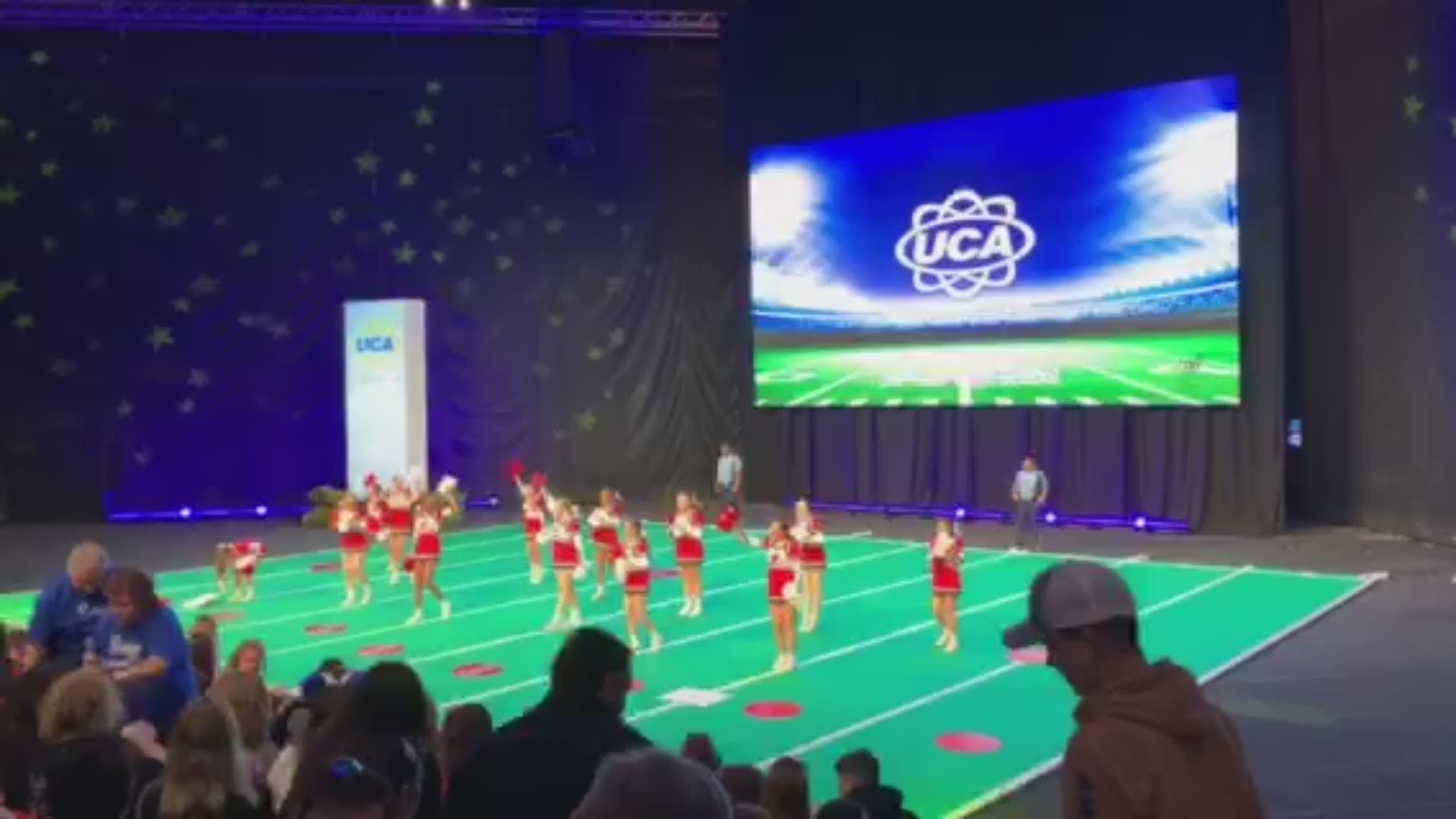 The Del Valle High School cheer team competes at nationals in Florida.