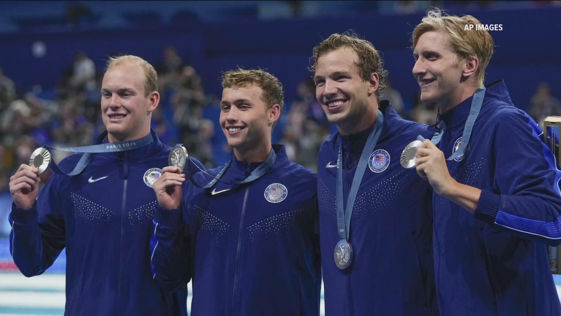 Longhorns Carson Foster, Luke Hobson and Drew Kibler competed in the 4x200 freestyle relay in the Paris Olympics. They won a silver medal.