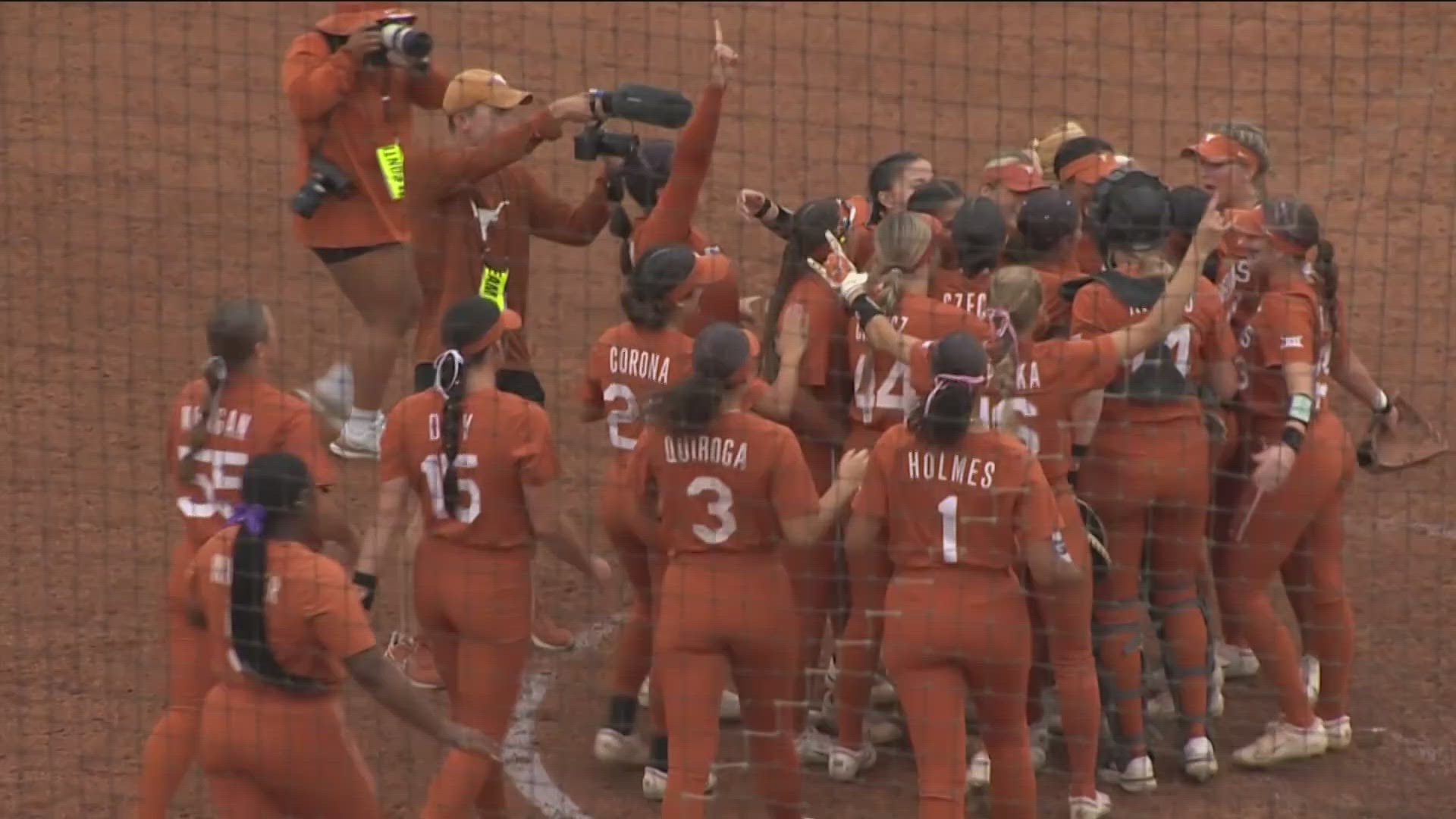 Texas battled Texas A&M in the Austin regional final on Sunday. The Longhorns beat the Aggies on Saturday.