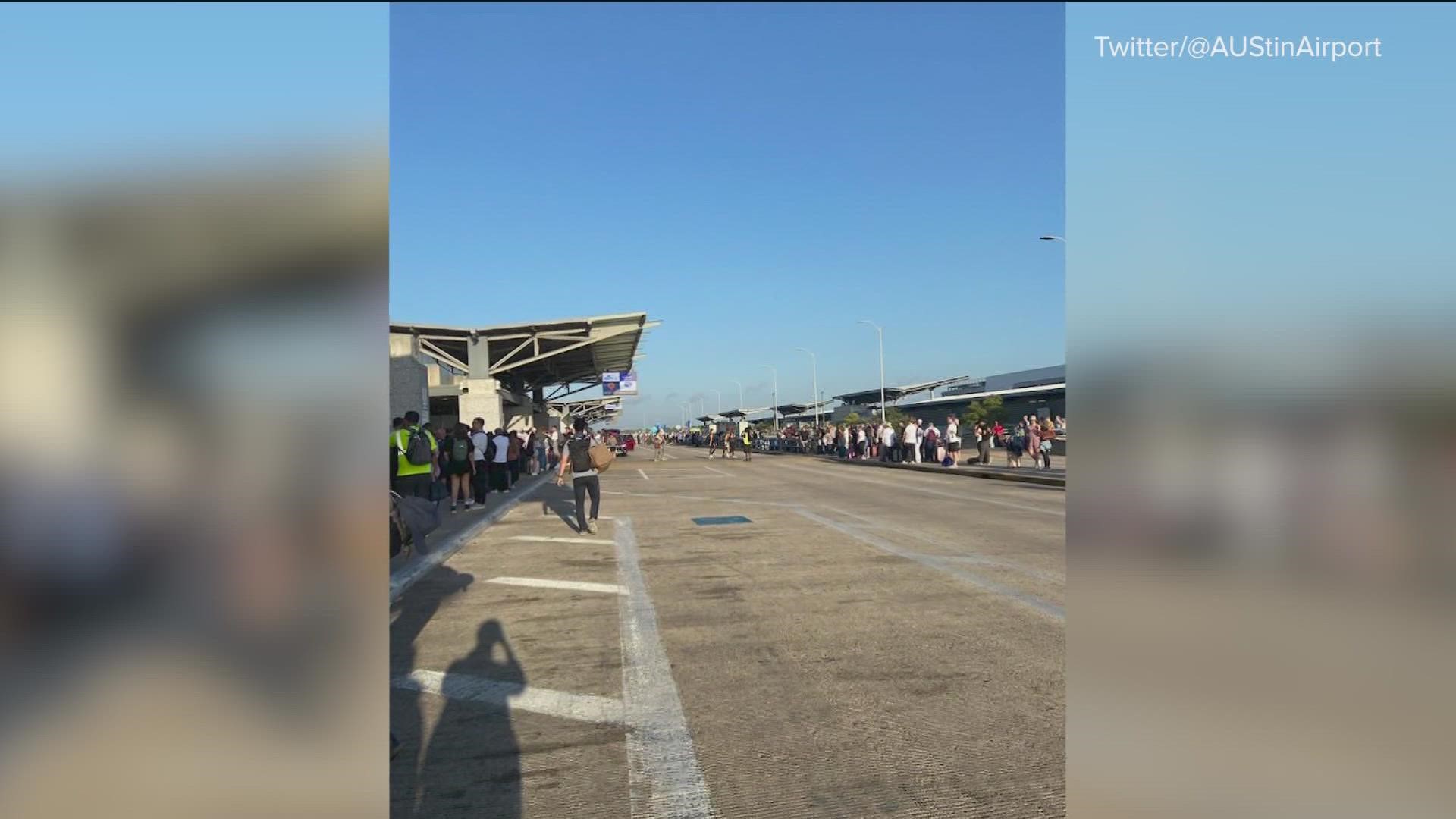 Passengers at Austin's airport had to go through security a second time Wednesday morning after a fire alarm led to an evacuation.