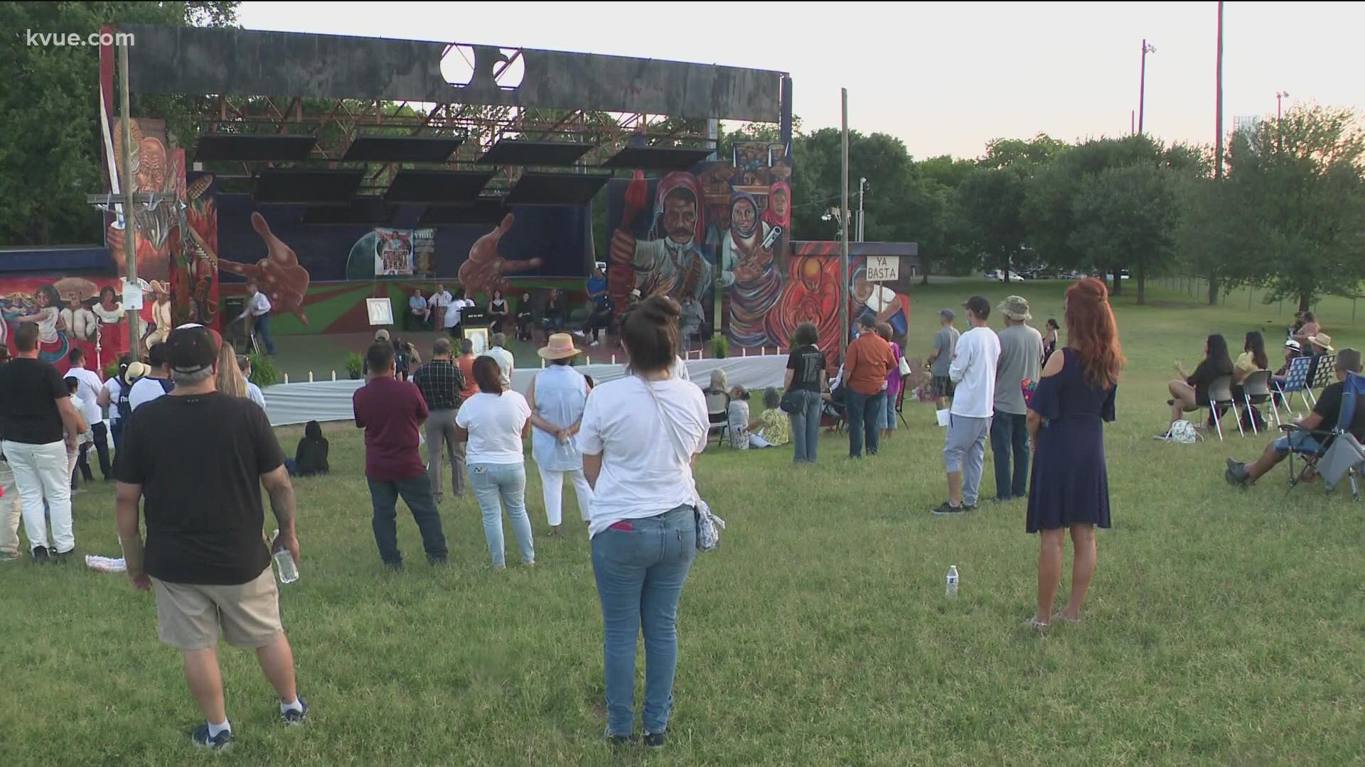 Community members gathered at Pan American Neighborhood Park on Saturday evening to grieve and remember the lives lost and many others affected by the shooting.