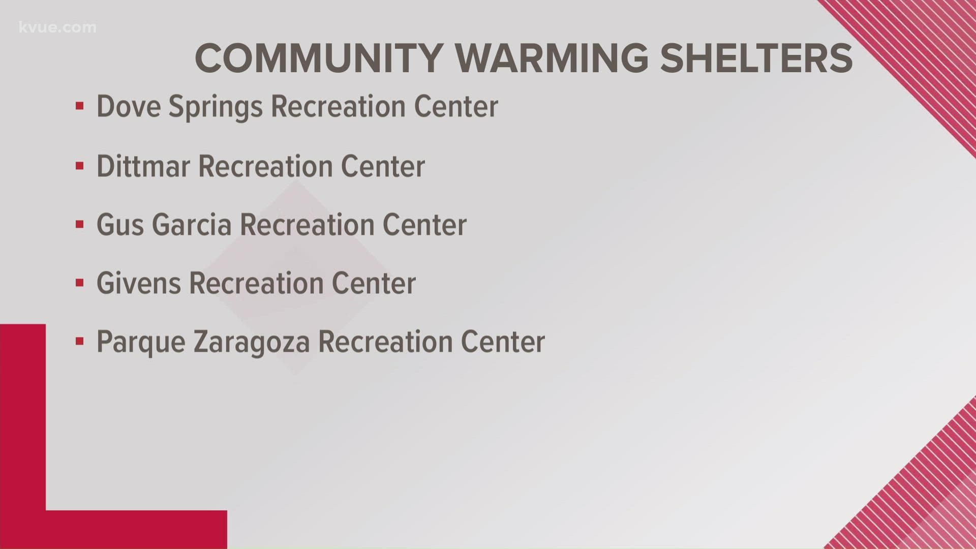 Community shelters are opening at 9 a.m. on Thursday to provide warmth and a place to recharge.