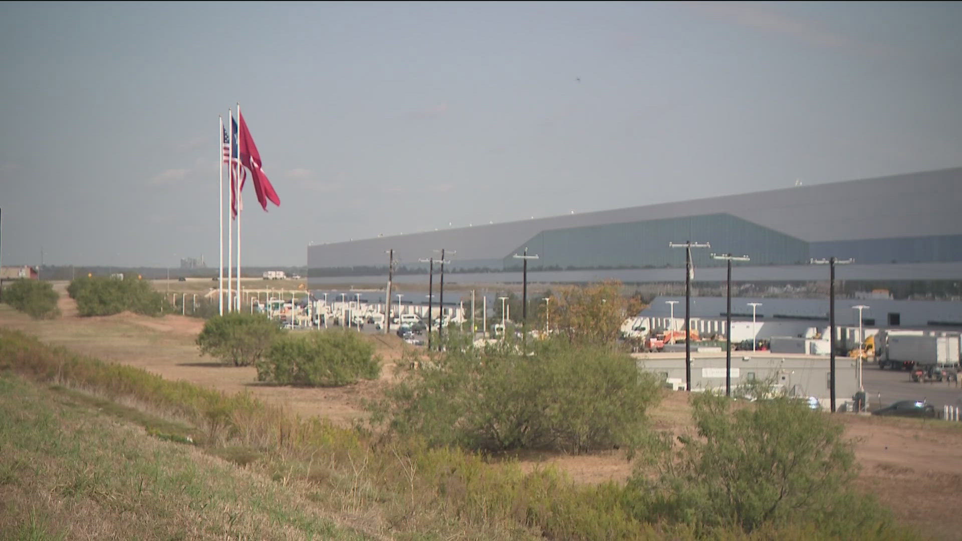 Austin Fire Department crews responded to a natural gas leak near the Tesla Gigafactory in eastern Travis County Wednesday morning.