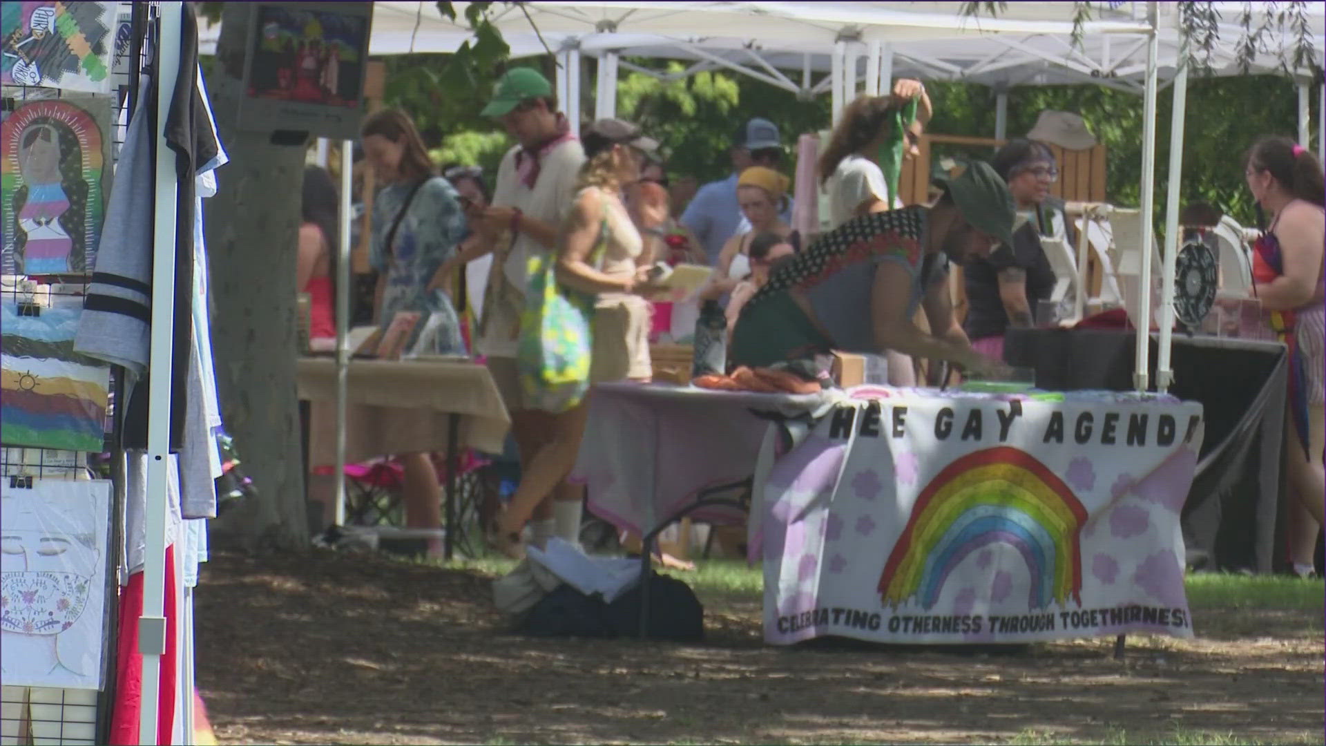 Hundreds of people turned up for a Pride event in Austin at Pease Park. The free event featured local vendors and live music.