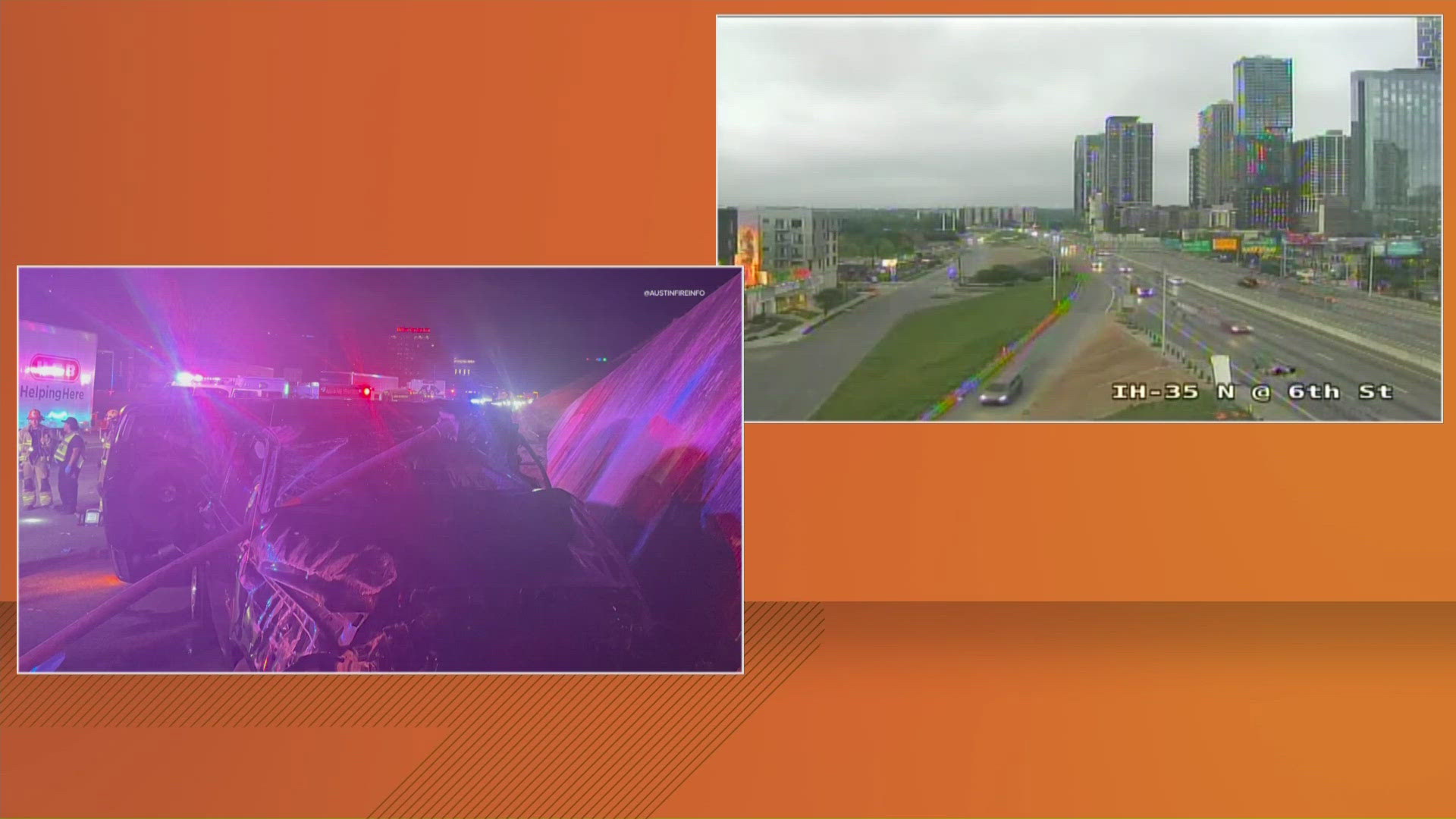 All lanes of Interstate 35 southbound at Cesar Chavez have reopened after a vehicle overturned on the highway.
