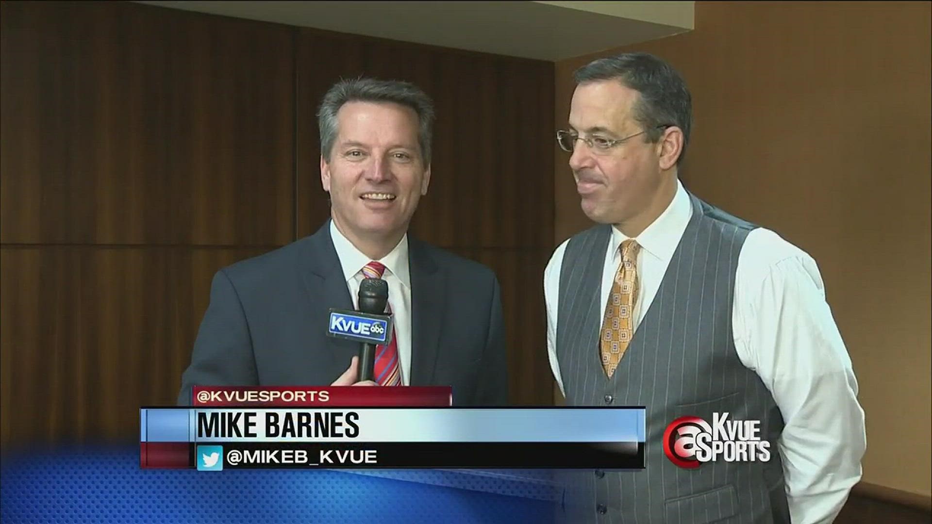 KVUE's Mike Barnes talks with new UT athletic director Chris Del Conte