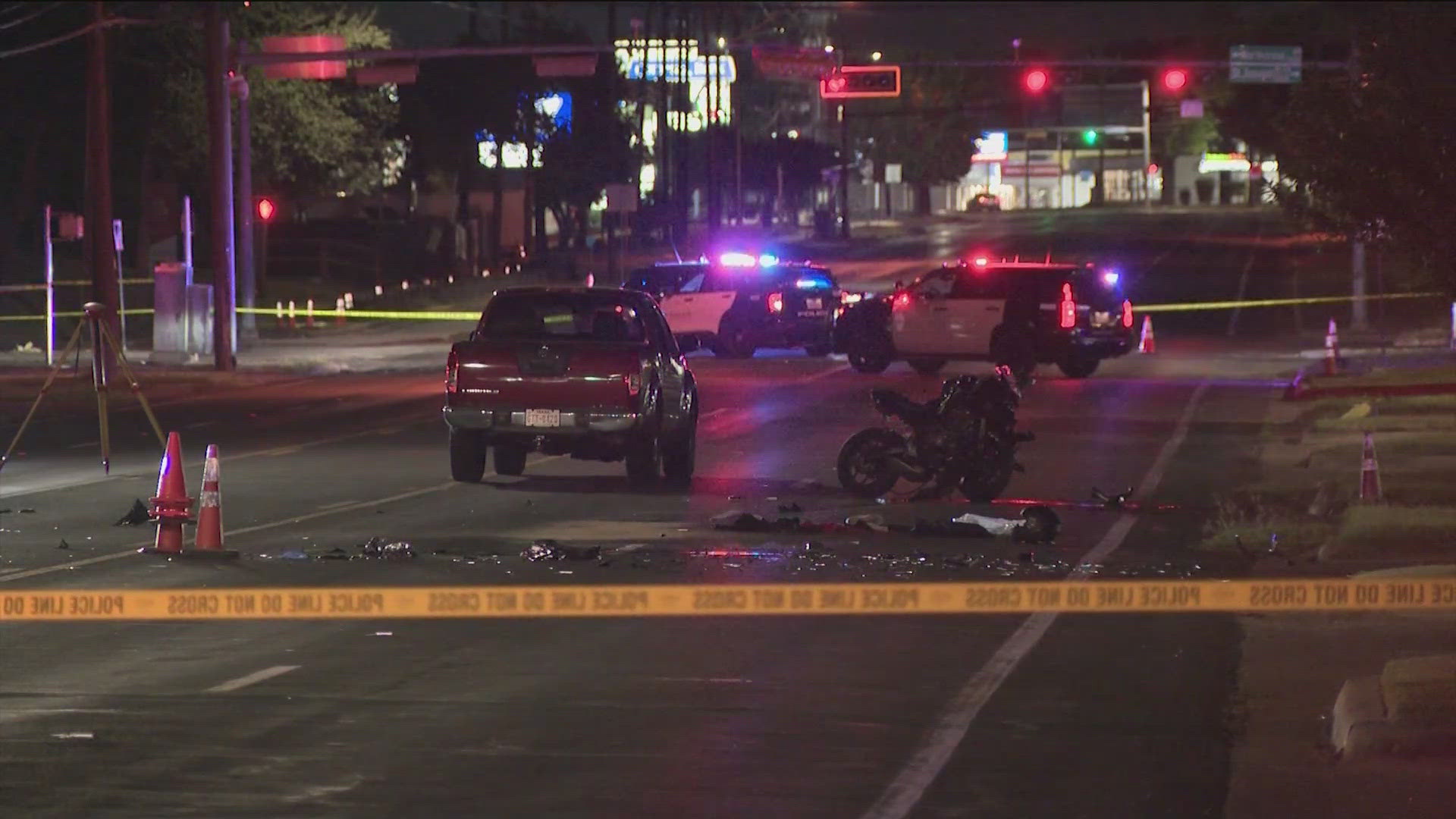 A motorcyclist and a truck driver collided Sunday night, according to the Austin Police Department.