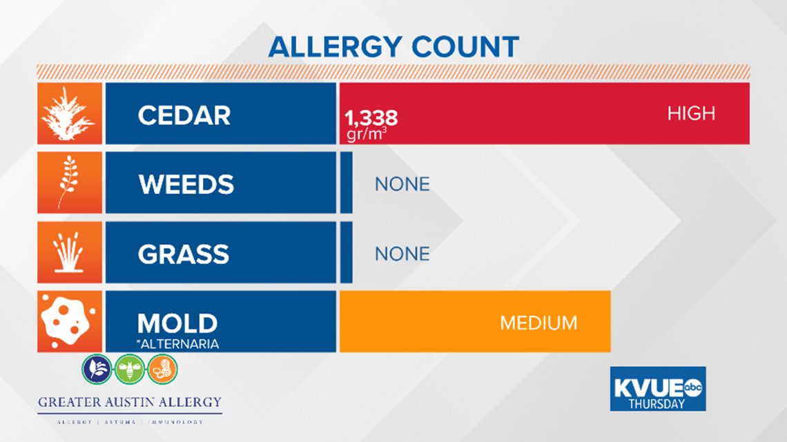 Austin allergies Cedar pollen at highest level so far