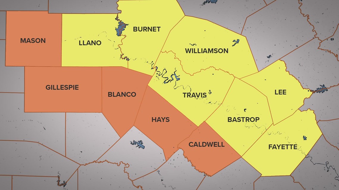 Five Central Texas counties now in 'high risk' category for COVID-19