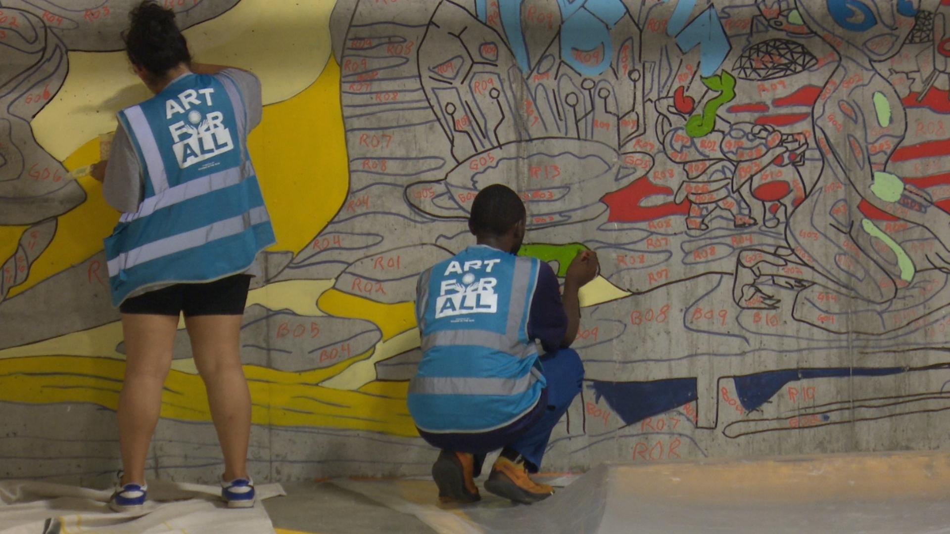 Austin's downtown library garage gets colorful makeover while