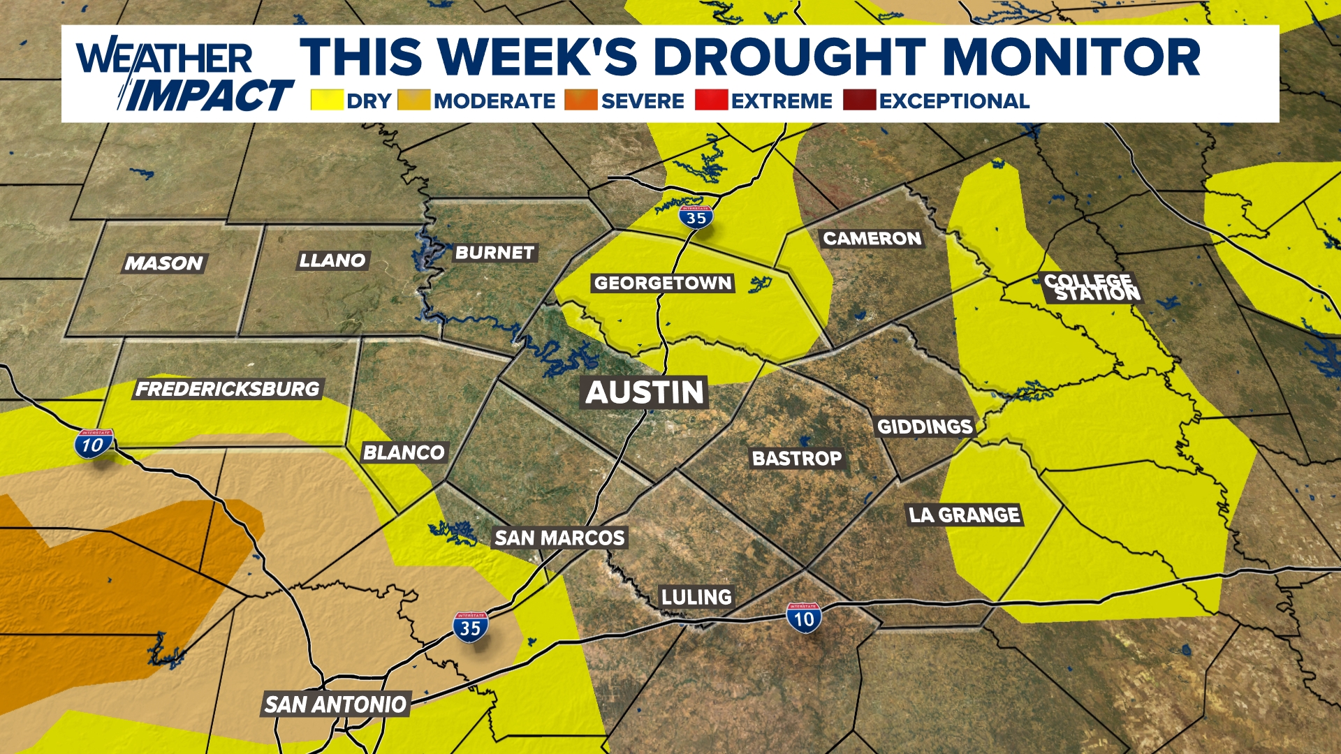 While the state drought monitor shows improvement, there's regression across portions of Williamson County