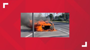 Car catches fire on Interstate 35 Service Road