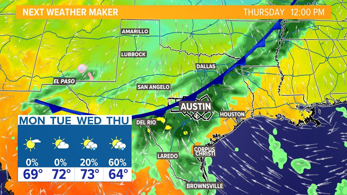 Next cold front arrives Sunday; stormy weather likely Thanksgiving Day ...