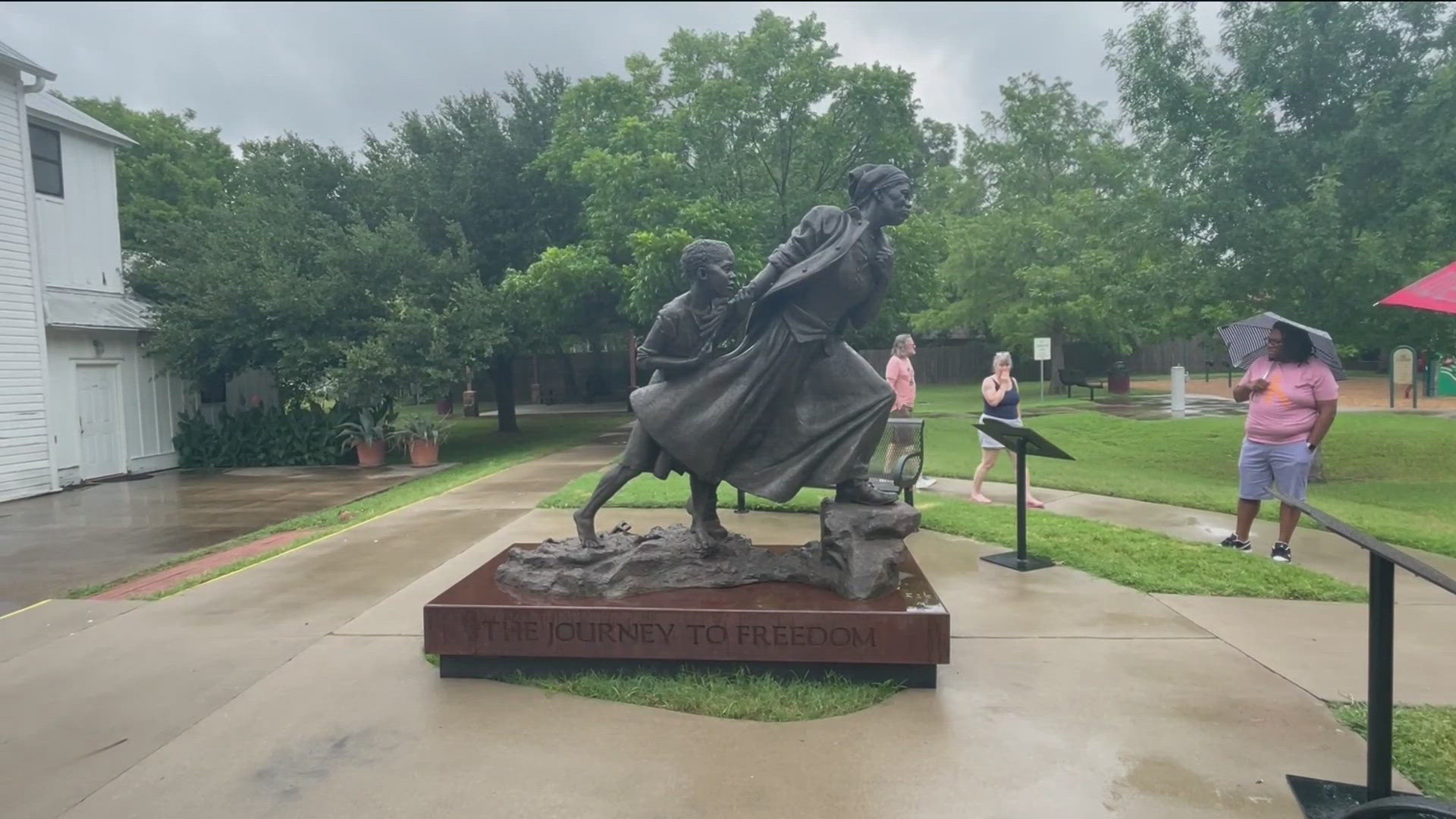 To celebrate Juneteenth in Bastrop, a 9-foot monument of Harriet Tubman is on display for the next three months. KVUE was there for the welcome ceremony.