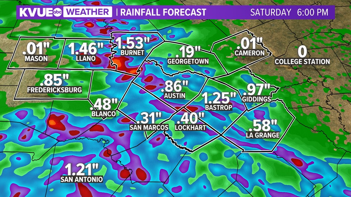 Austinarea weather Timeline of this week's rain chances