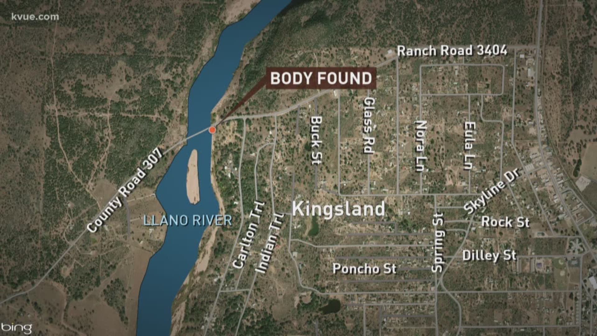 A man's body has been found in the Llano River. Texas Parks and Wildlife says the body was uncovered in Kinglsand near "The Slab," a popular swimming destination.