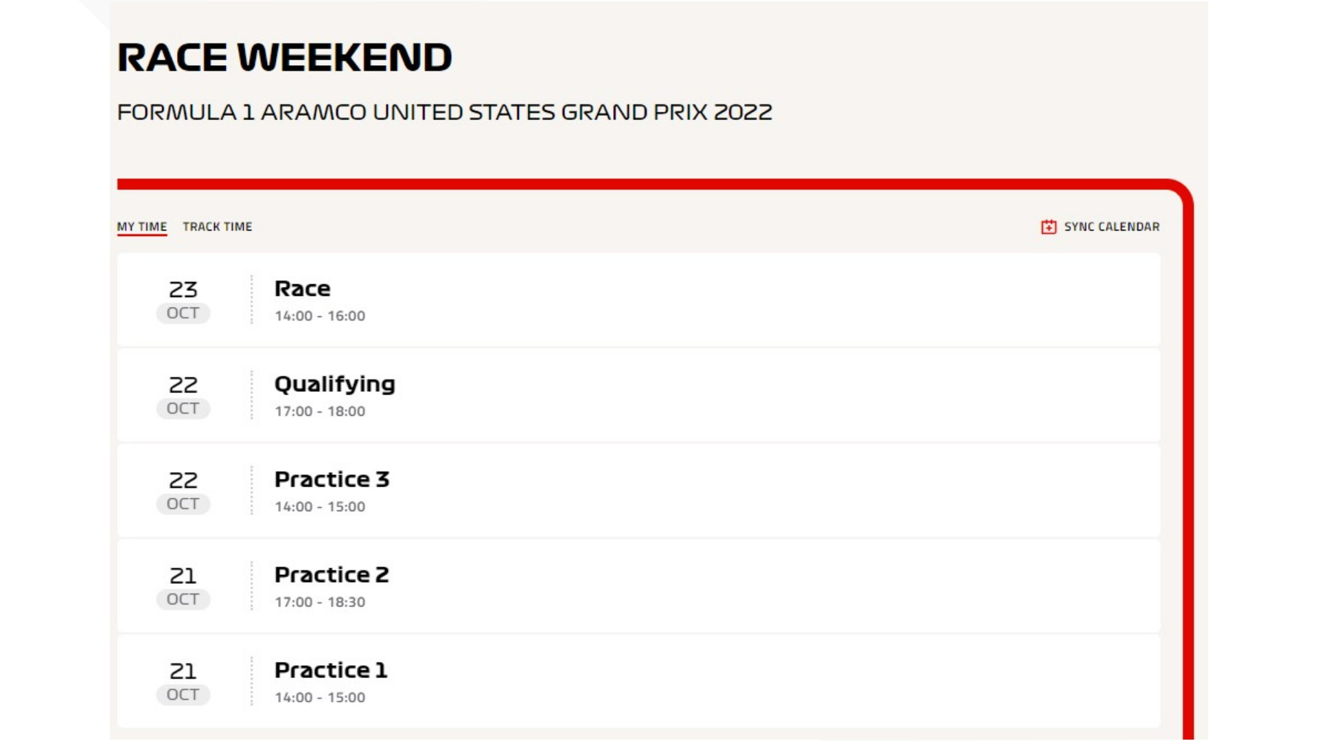 Formula 1 schedule austin cota