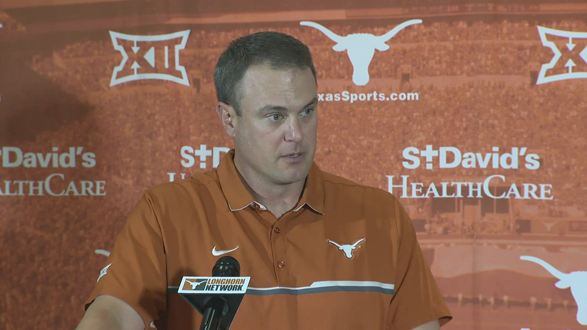 UT coach Tom Herman talks about Sam Ehlinger's health, consistency at assistant coach, improving on past records and motivation for Kansas.