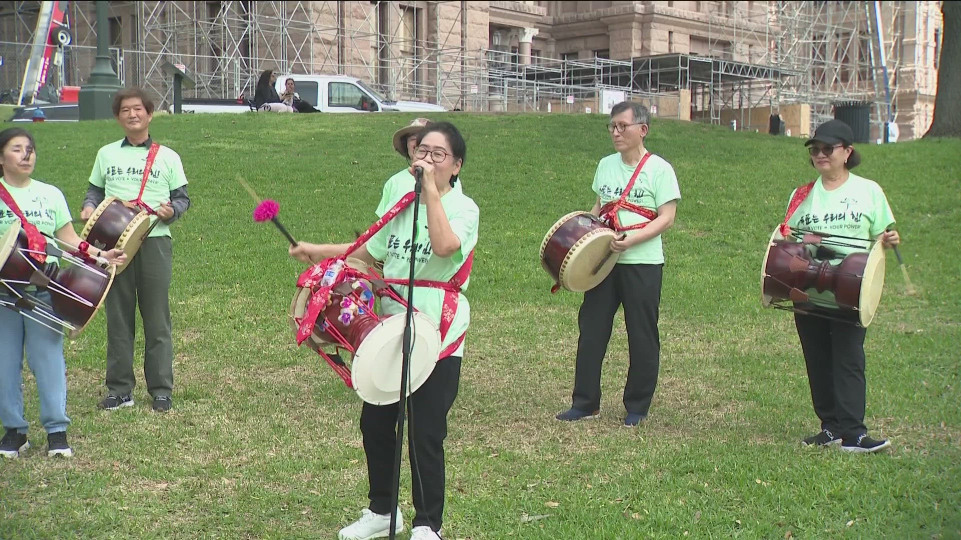 The rally comes partly in response to SB 147, which would ban migrants who are citizens of North Korea, Iran, Russia or China from buying property in Texas.