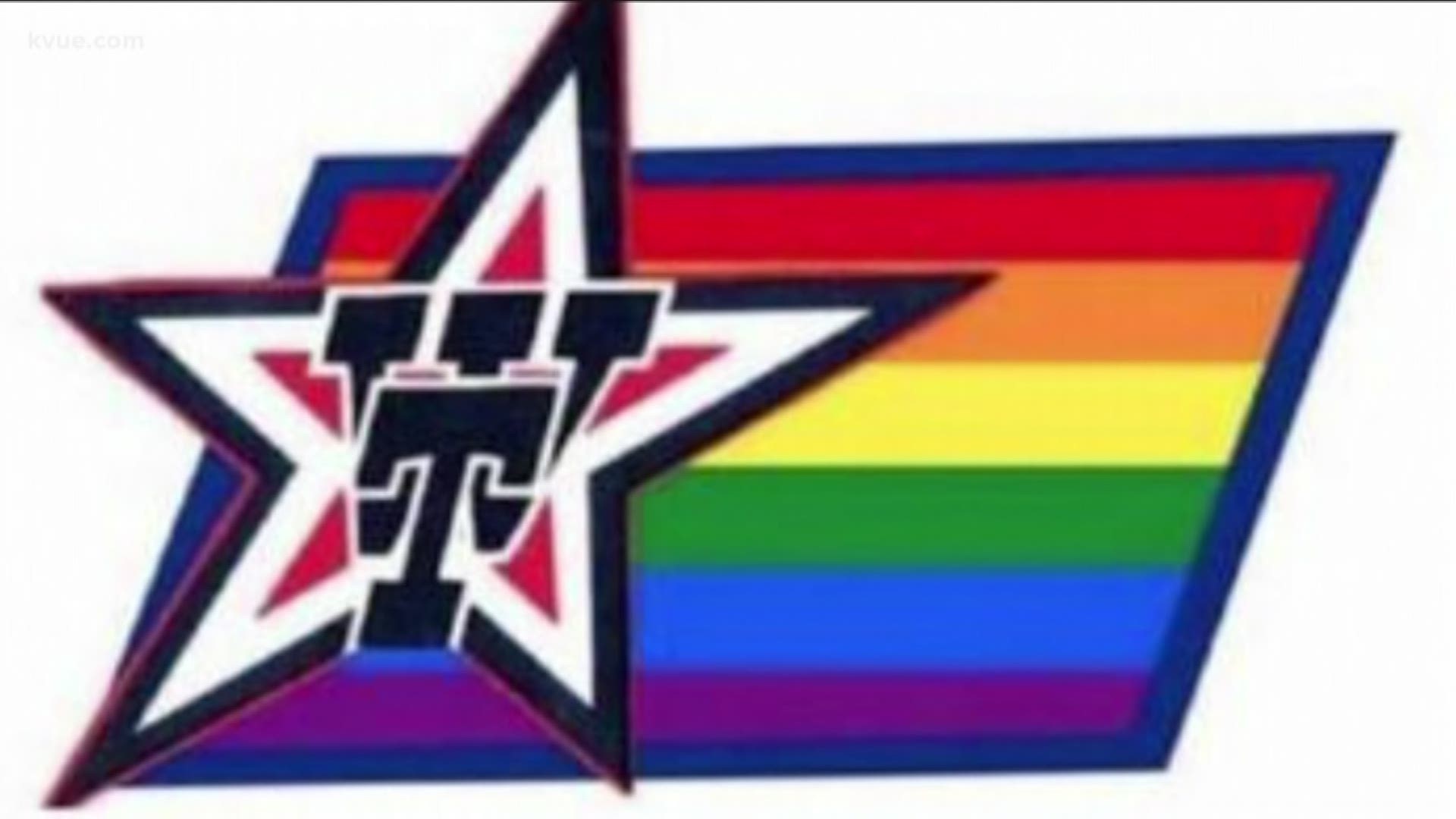 The school district is threatening to sue parents after they reportedly altered a school logo as part of a pride march.
