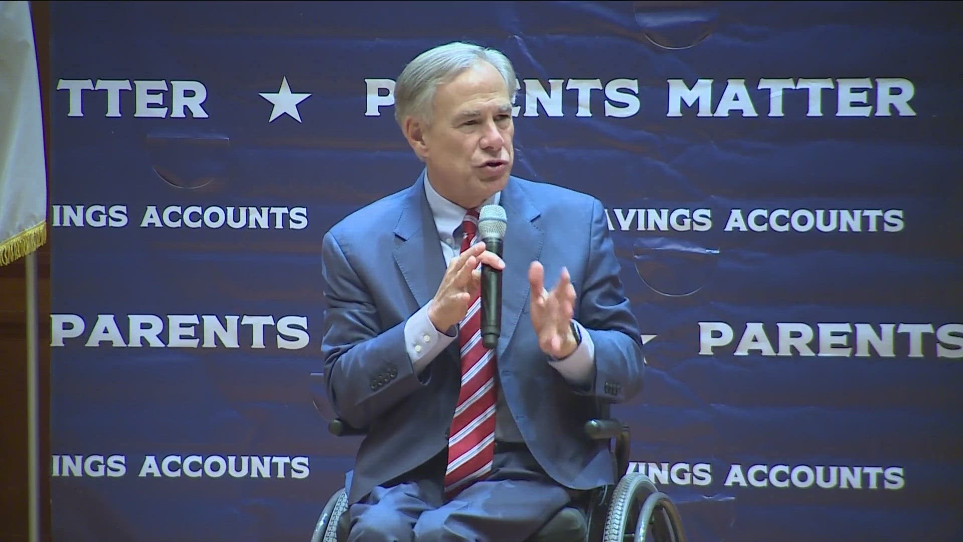 Gov. Greg Abbott attended a rally inside the Capitol on Monday to address concerns about ESAs and public schools.