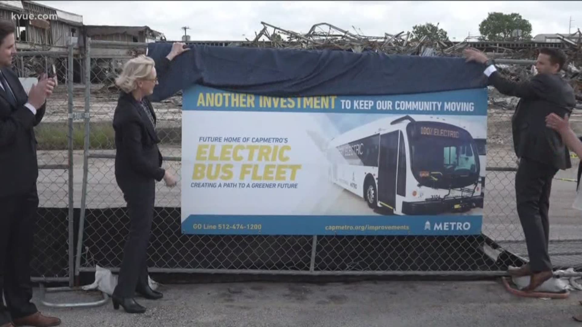 Capital Metro leaders announced plans for an all-electric bus fleet Monday morning. An old building in North Austin will be demolished to become a new 'smart charging yard' for the buses.
