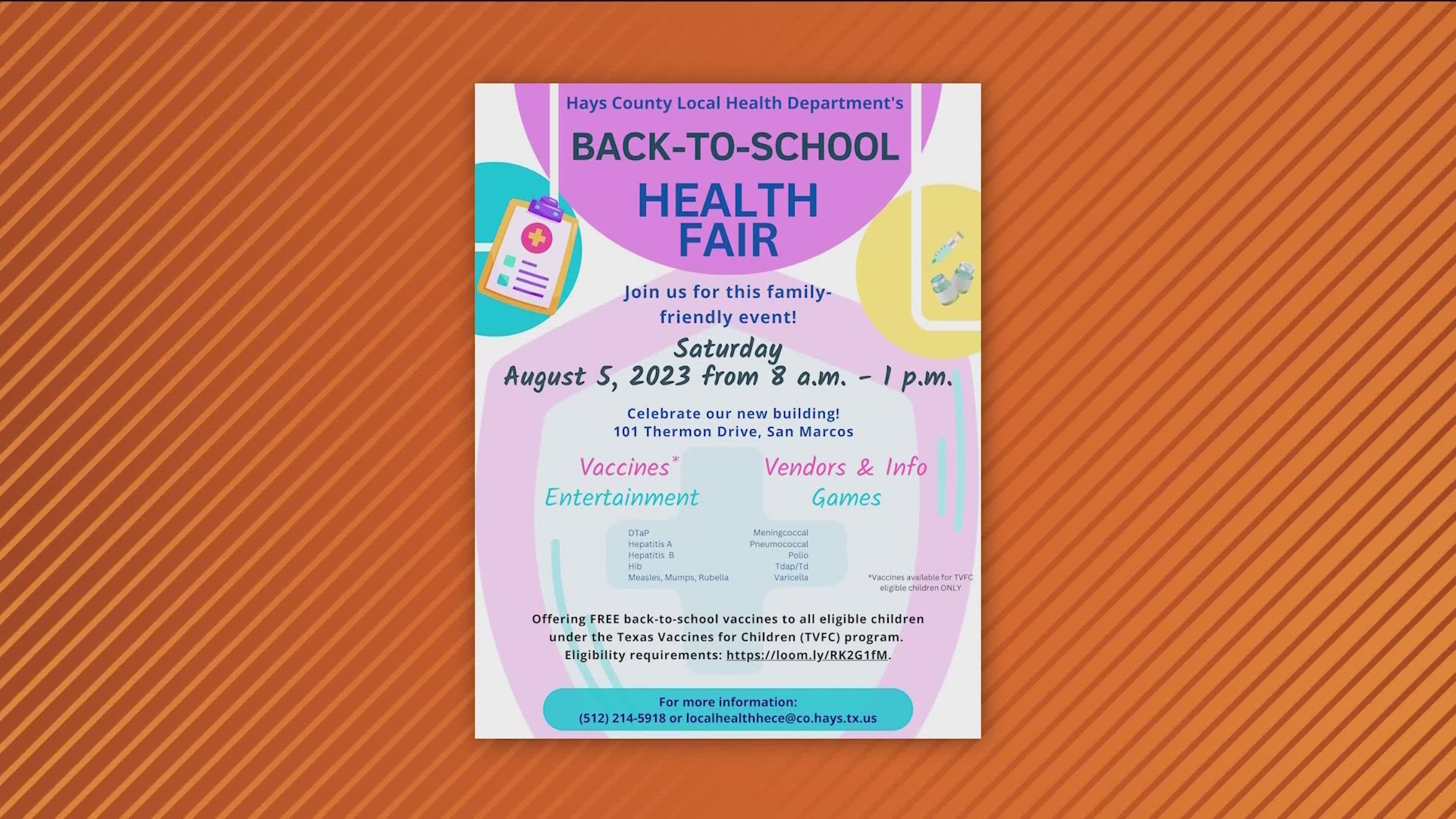 Hays County will host a back-to-school health fair next week.