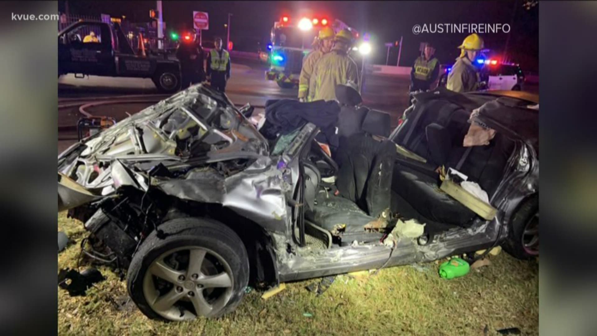 The crash happened near Interstate 35 and Woodward Street just after 4:30 a.m. Sunday.