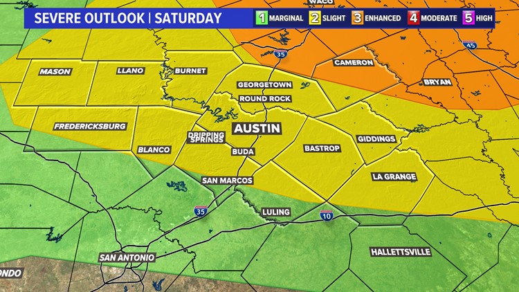 A couple strong storms possible Saturday evening