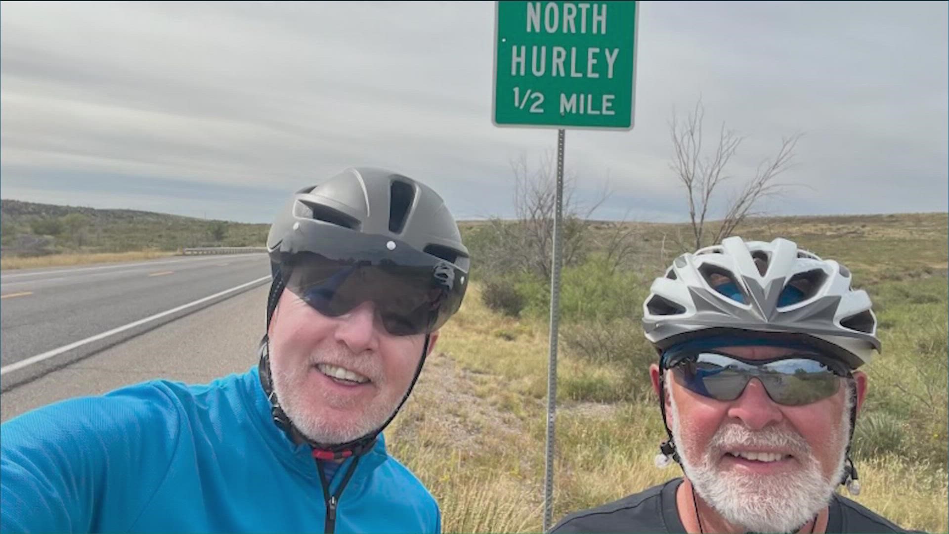 Brothers Frank and Bob Hurley made a stop in Austin as part of their cycling journey.