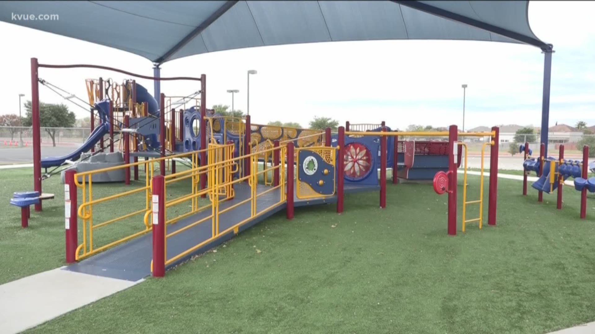 The district is putting in a ramp and using soft turf that helps kids with disabilities join in on the fun.