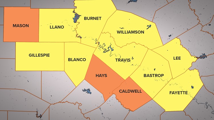 Hays, Caldwell and Mason counties sitting at 'high' COVID-19 risk level