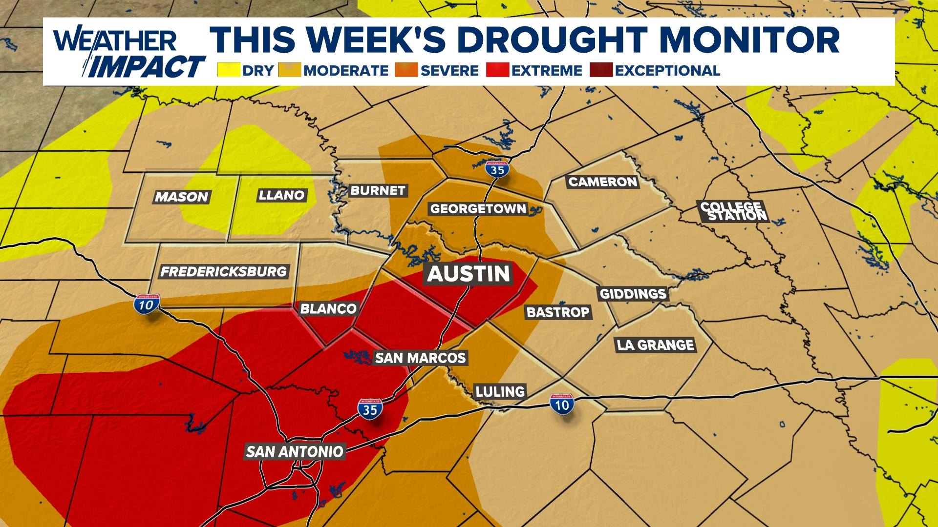 5% of Texas has lost drought designation, but Central Texas remains largely unchanged