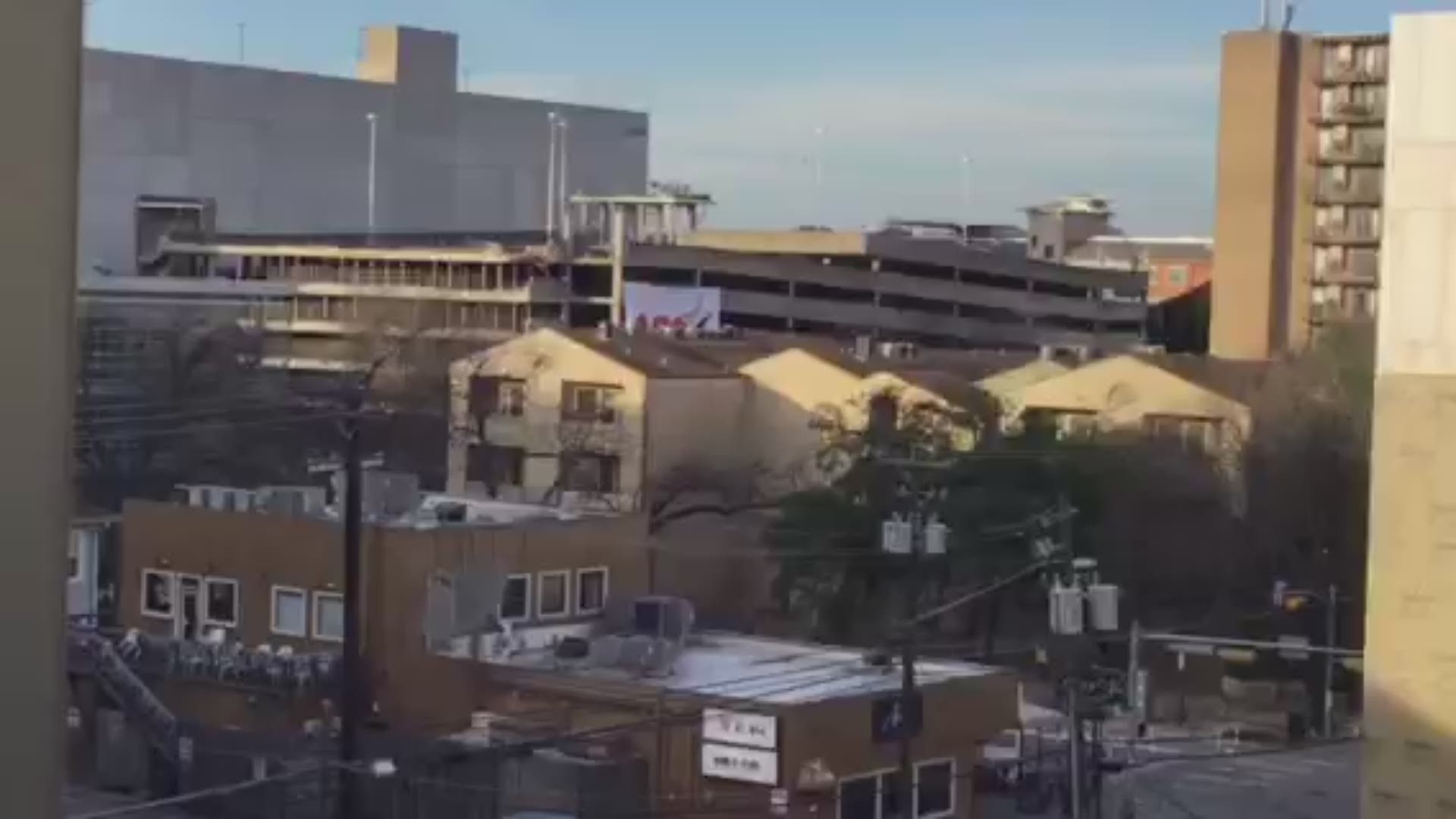 Check out this view of the West Campus garage implosion from above.