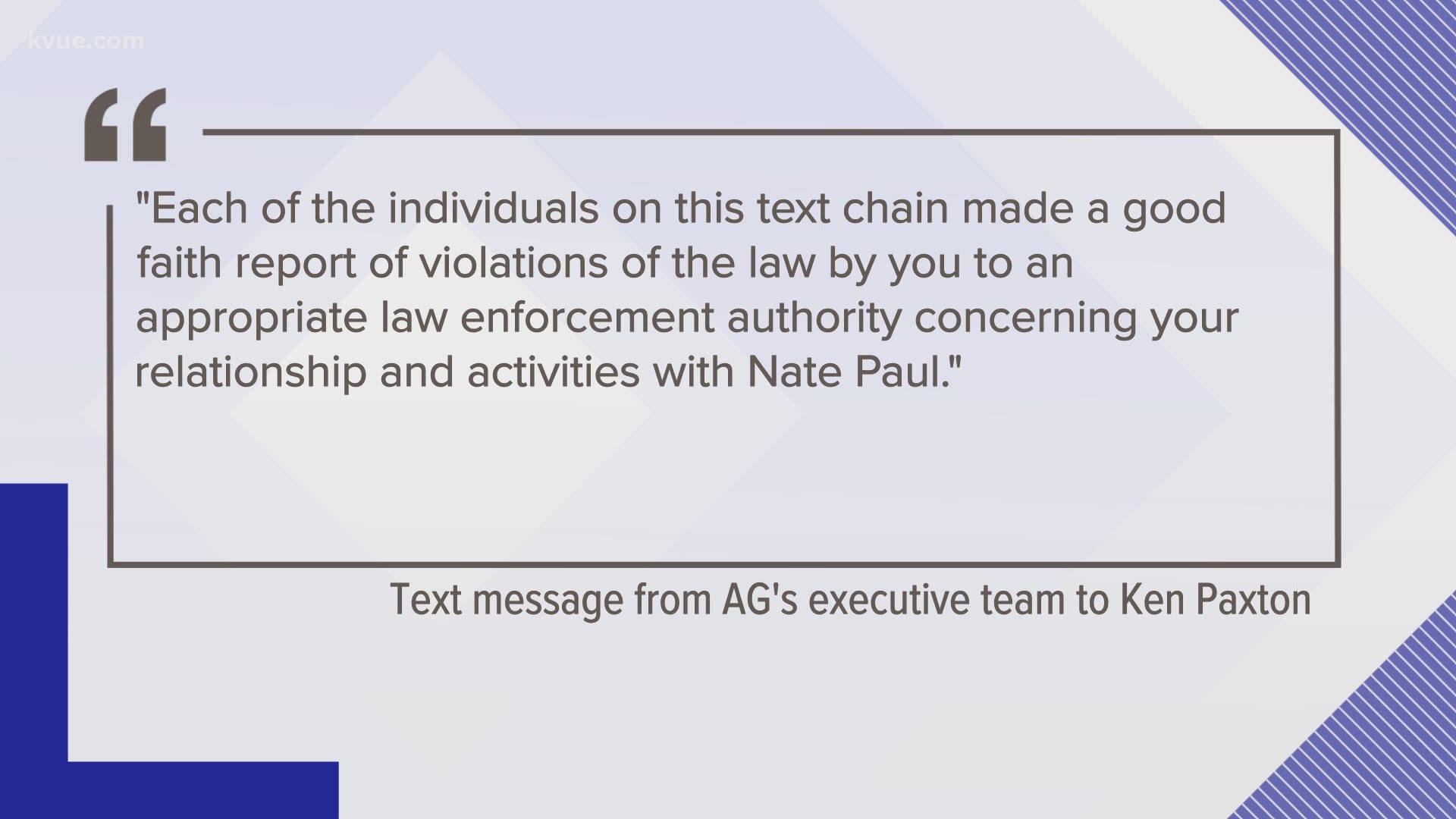Text messages between Paxton and seven of his aides show they reported possible illegal activity involving Paxton and his relationship with an Austin investor.