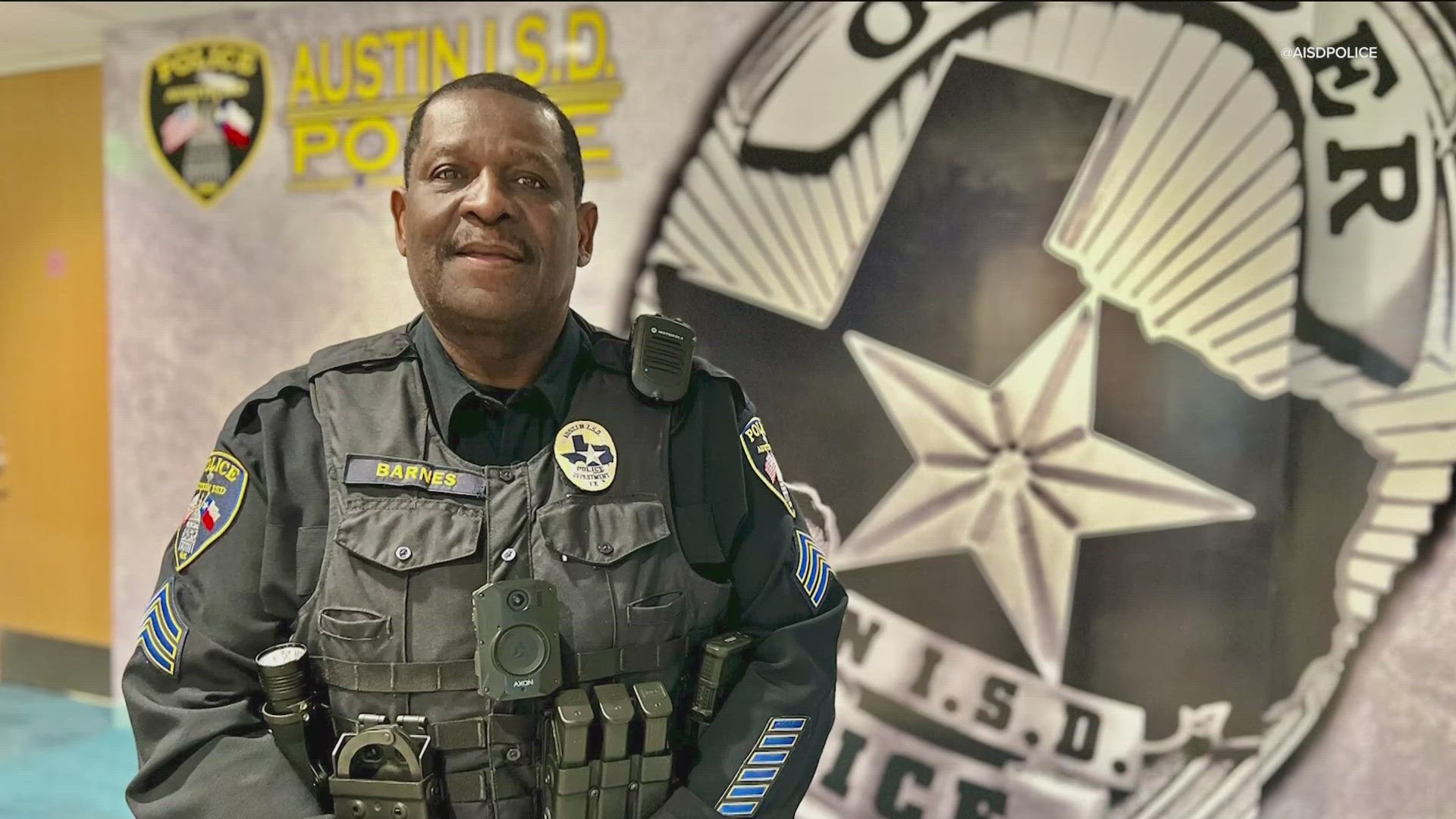 Austin ISD Police Sgt. Val Barnes is back at work after he was shot on Dec. 5 near Northeast Early College High School.