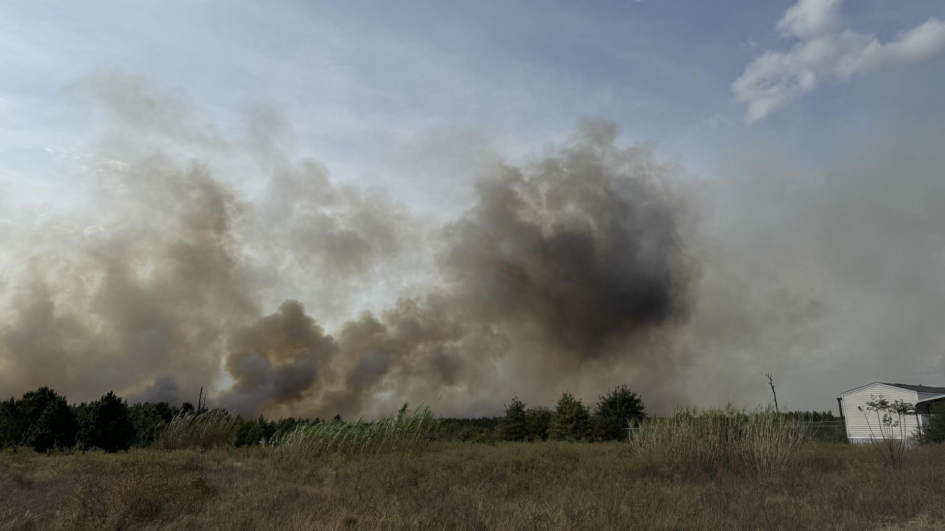 The Hudson fire began on Sunday after noon and quickly grew, spreading across 400 acres as of late Sunday night.