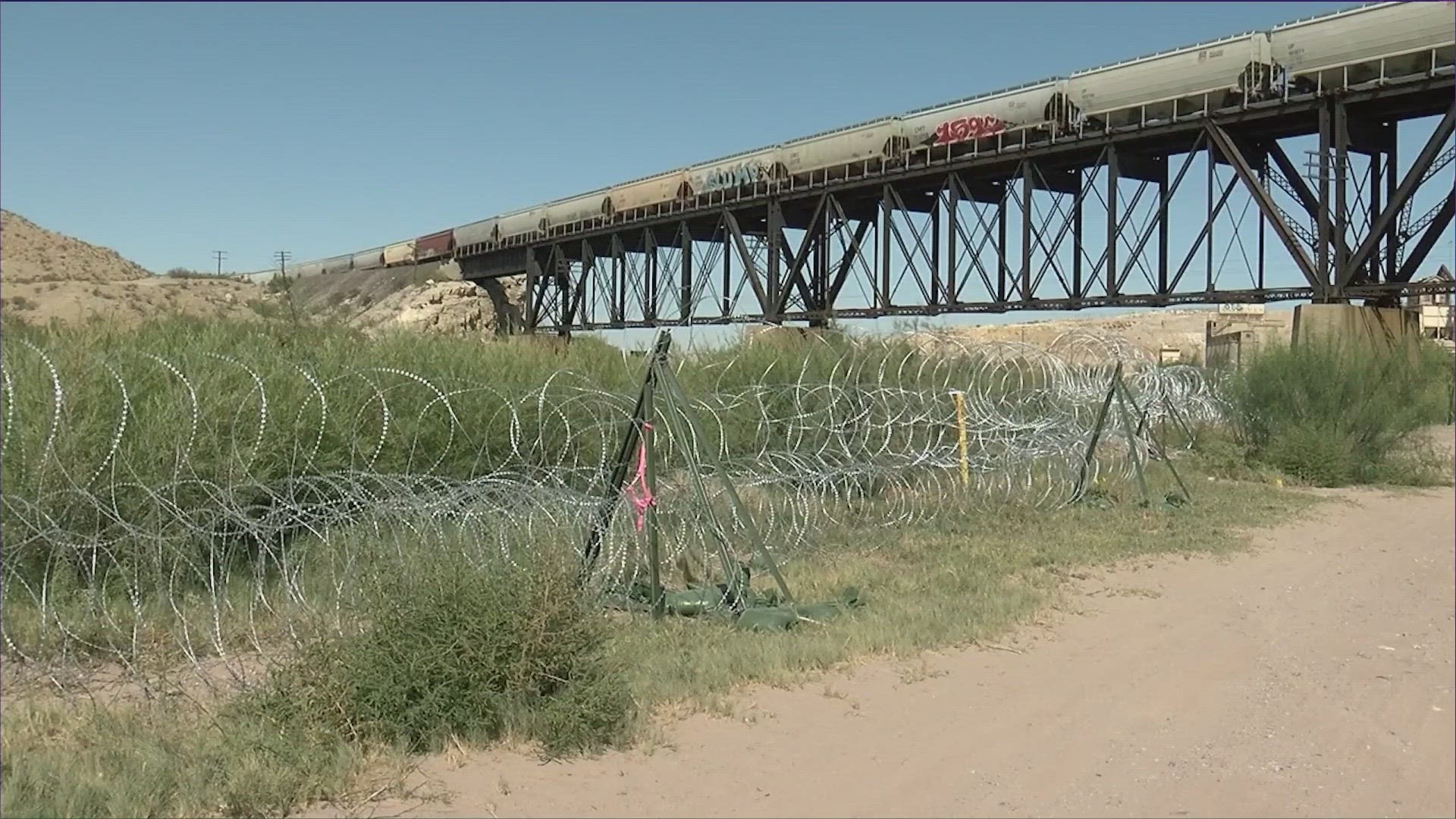 Gov. Greg Abbott said the barrier was necessary because migrants are crossing the border at New Mexico and walking into El Paso.