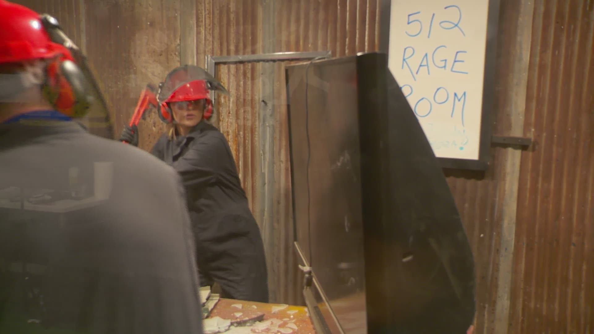 Damon Fogley is the owner of the 512 Rage Room. The warehouse is full of rows and shelves of used, old and unwanted junk ranging from flat-screen TVs and old computer monitors to coffee mugs, dishes and more. That's where visitors get to choose what exactly they want to smash and break.