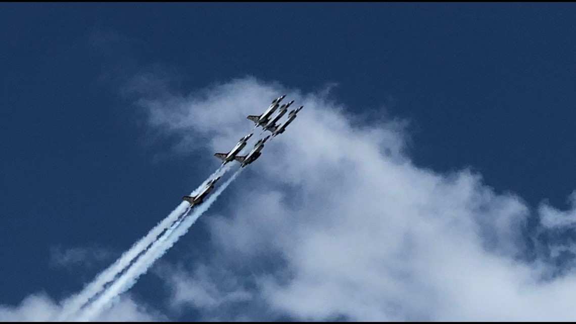 Air Force Thunderbirds flying over Austin, San Antonio