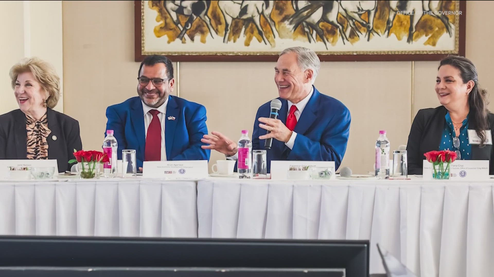 Texas Gov. Greg Abbott is in India. He met with economic development partners and business leaders in Mumbai on Monday.