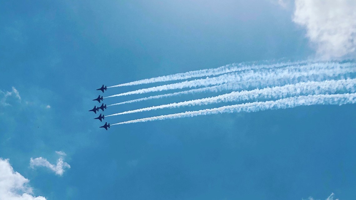 Air Force Thunderbirds flying over Austin, San Antonio
