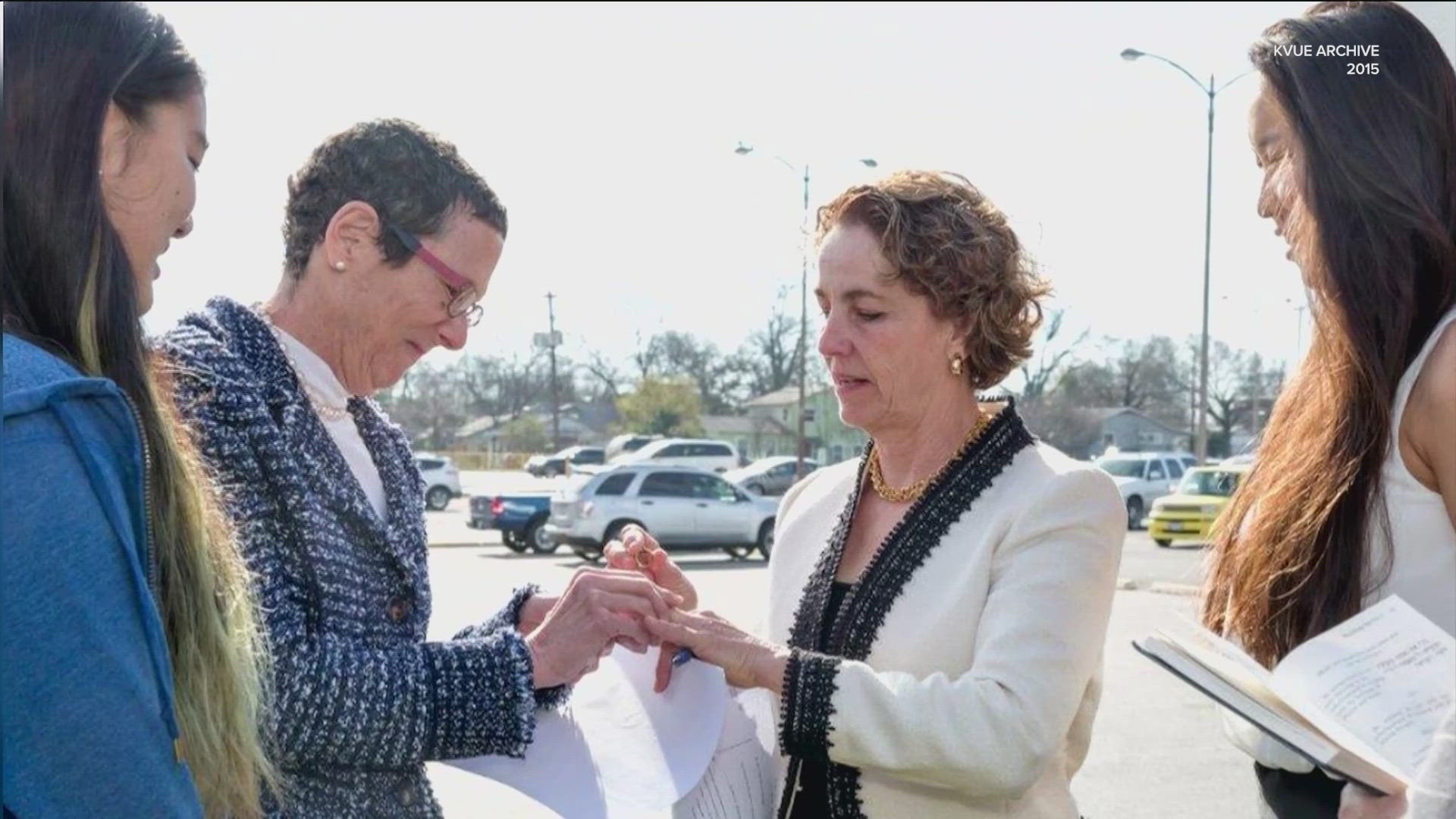 Two Austin women made history as the first gay couple to legally wed in Texas. Their marriage license was issued under special circumstances due to health concerns.