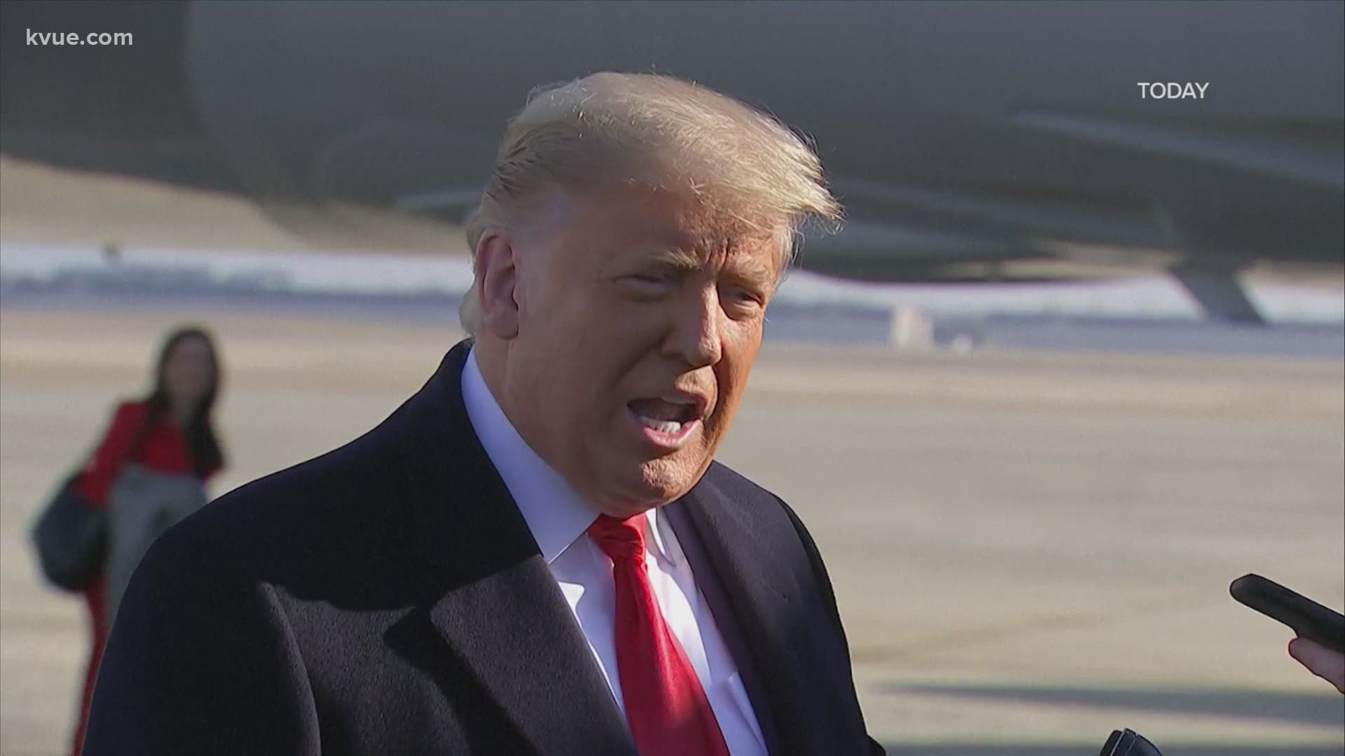 President Donald Trump visited a Texas border town Tuesday. While there, he said his speech before the U.S. Capitol riots was "appropriate."