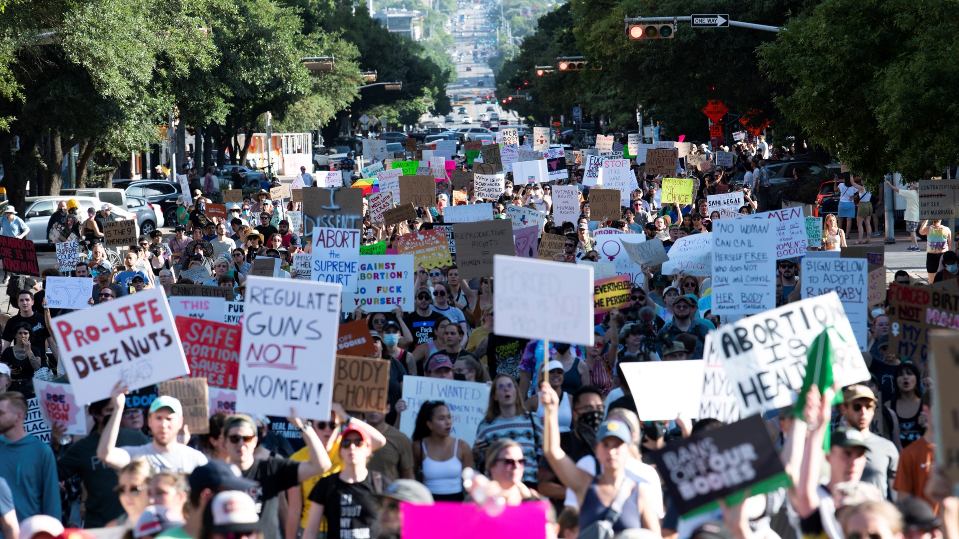 Those upset by the Supreme Court's opinion took to the streets of Austin, marching to the Texas State Capitol.